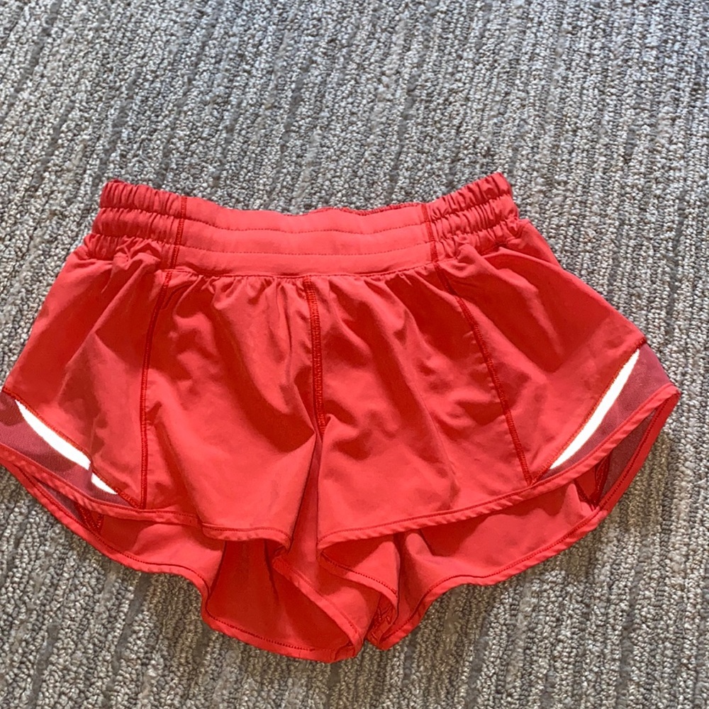 Rare Neon Orange LULULEMON Hotty hot shorts size 4